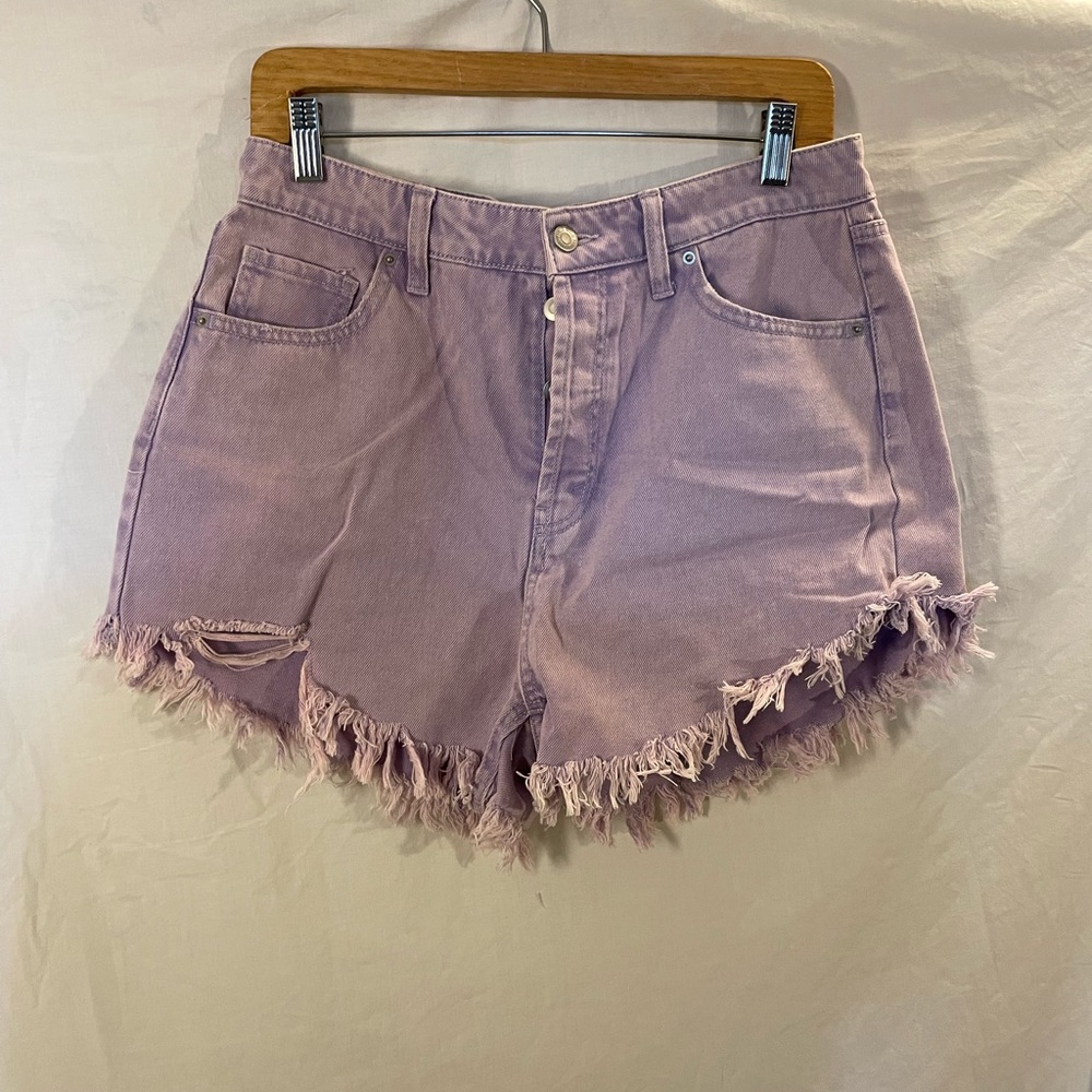 Wild Fable- Purple High Waisted- Button up-  distressed shorts- Size 12